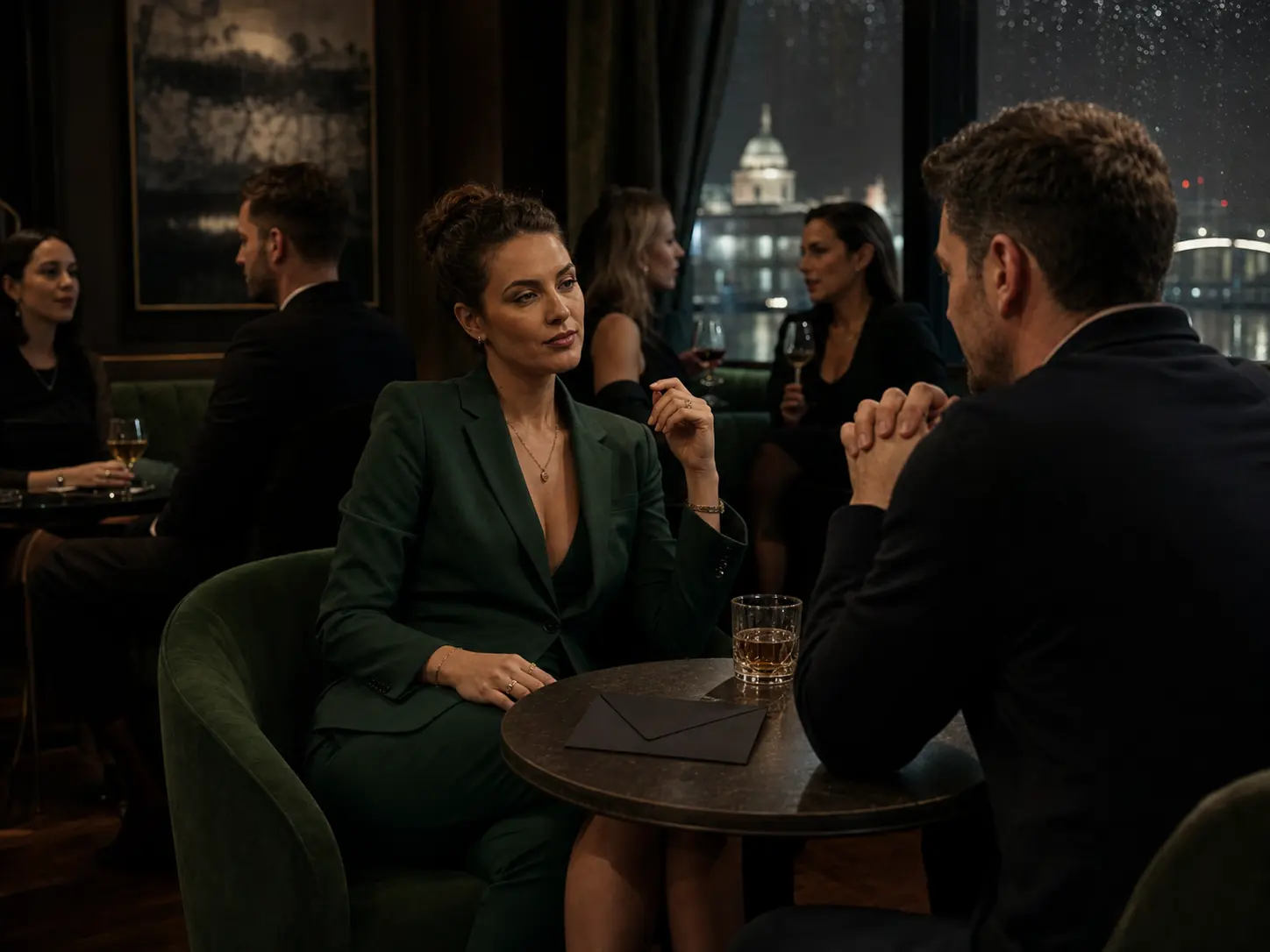 A private Findom social where a Domme and financial submissive meet in person